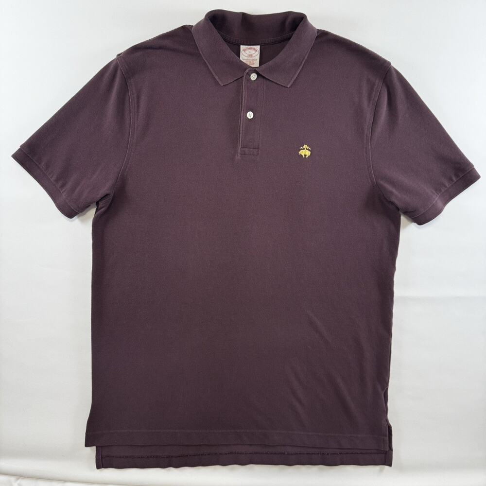 Brooks Brothers Performance Cotton Short Sleeve Polo Shirt Men Large Burgundy
